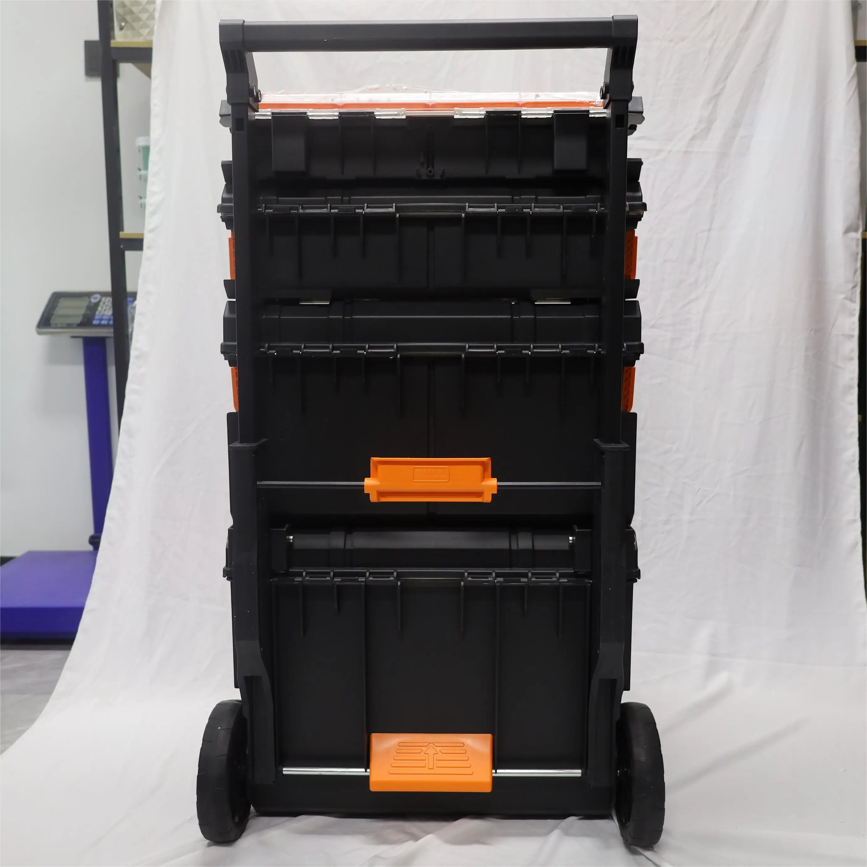 Preço de atacado desenhar tipo 4 em 1 caixa de ferramentas de armazenamento empilhável para reparo de carro jardim doméstico caixa de ferramentas de plástico com rodas