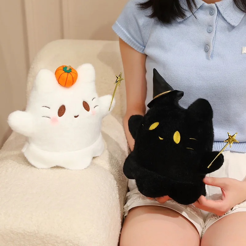 20Cm Spot Goods Pumpkin Little Devil Phantom Cat Facial Embroidery Plush Filling Doll Throw Pillow Sofa Decoration Festival Gift