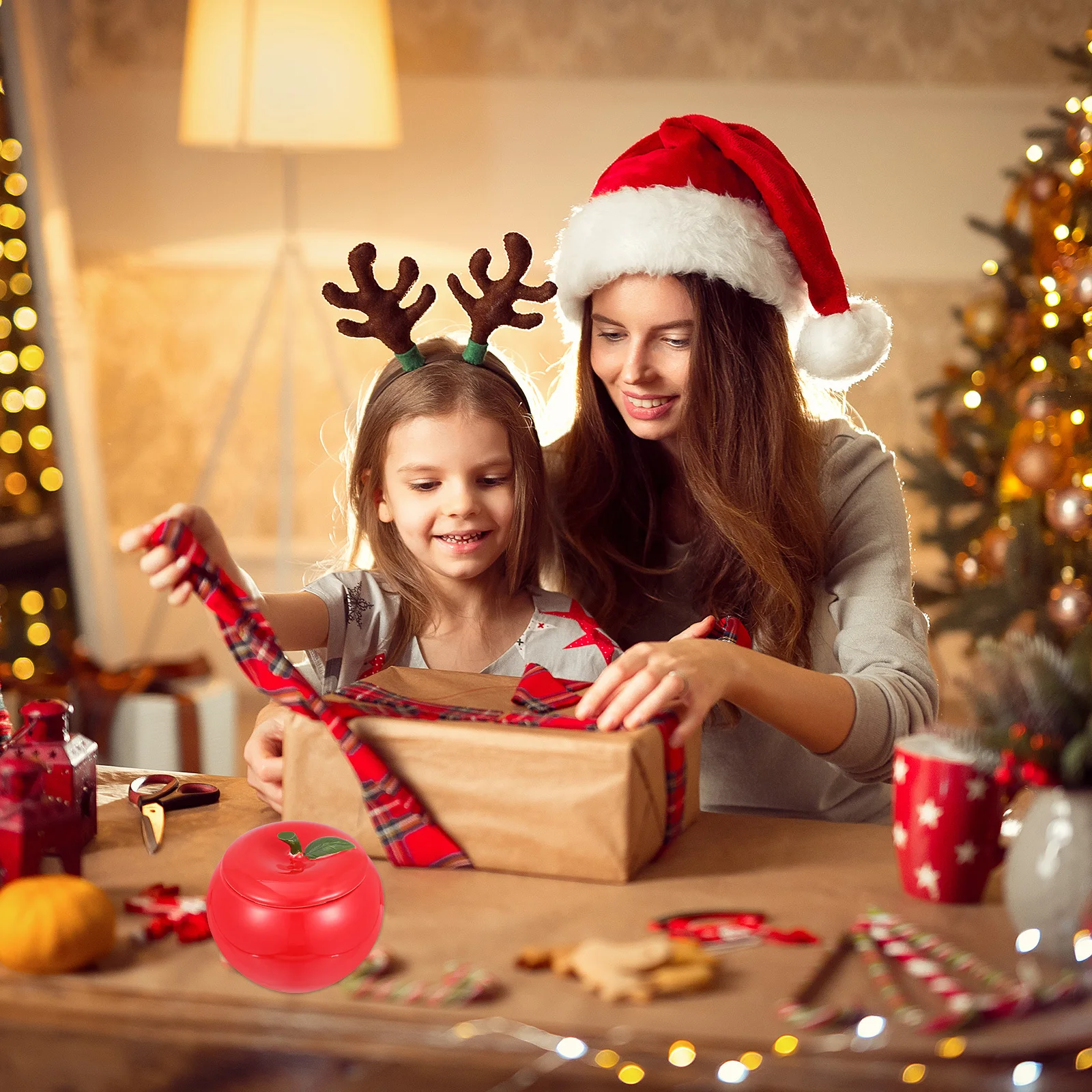 

1Pcs Ceramic Candy Storage Jar Fruit Lid Design Desktop Food Container Xmas Tea Bottle Decorative Sealed Canister