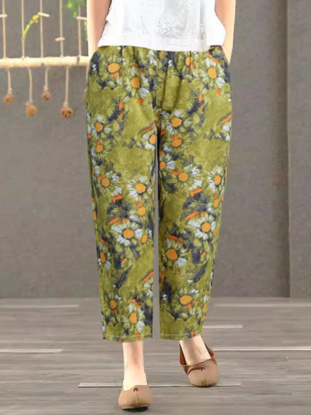 Pantaloni Harlan a vita alta da donna in misto cotone casual a nove punti vestibilità ampia estate nuovi pantaloni a gamba dritta Sle Faionable