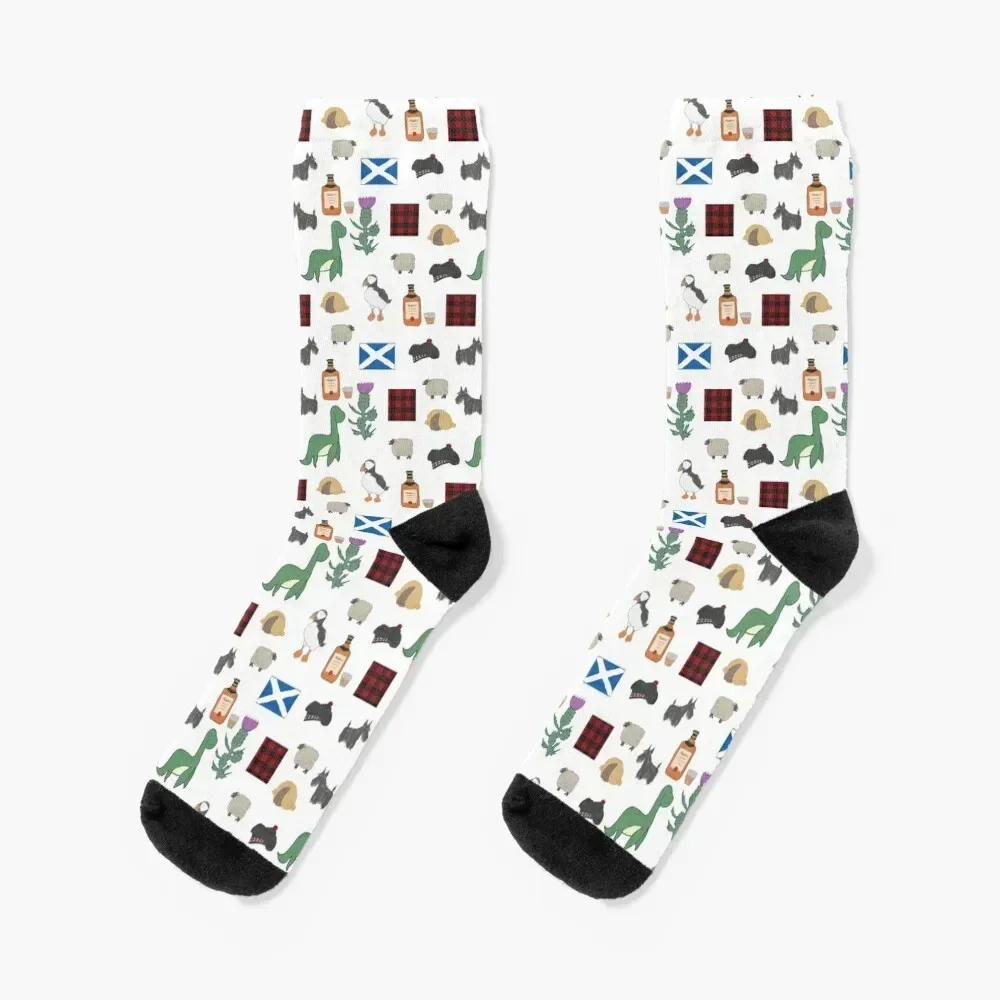 Cute Scottish Icons Drawing Pattern Design Socks with print Children's man sports and leisure Socks Girl Men's