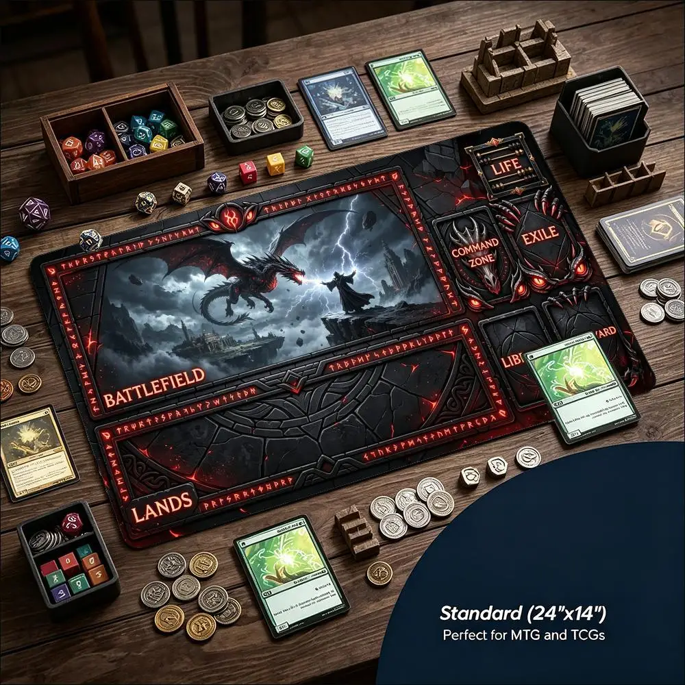 Gaming Desk Mat XXL Red Demon Lava Hell Warrior Stitched Edges Anti-Slip Base Keyboard Mousepad for Gamer Magic Card Mat