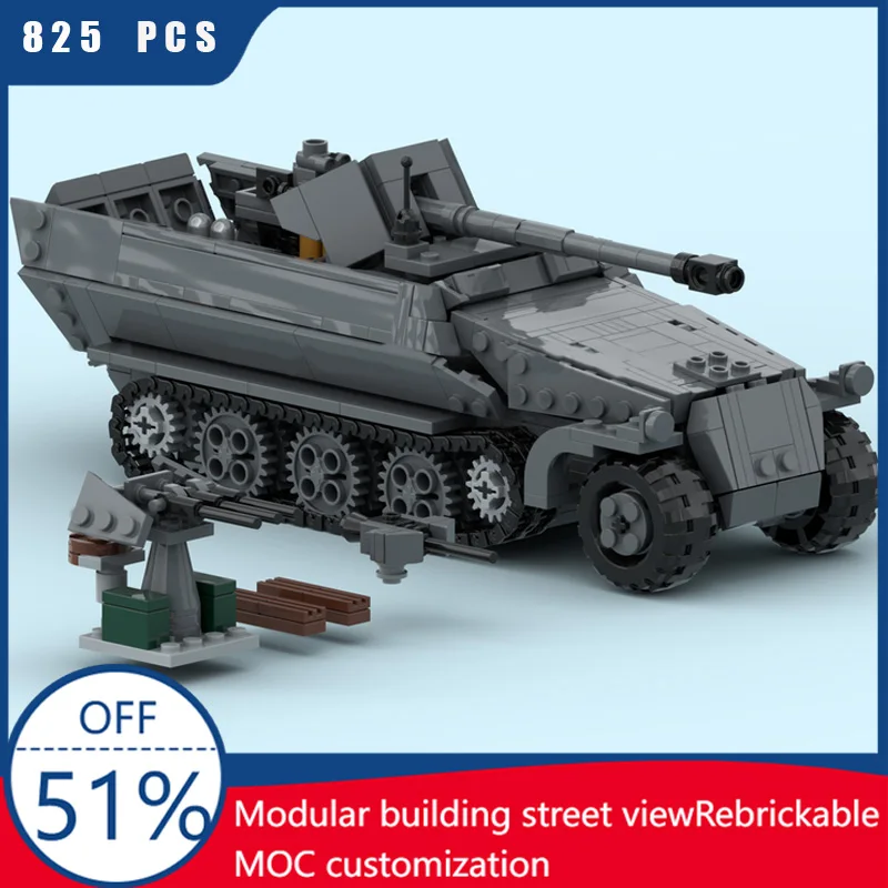 

825 шт. MOC военная серия SD KFZ.251 Halftrack танк модель здания DIY собранные развивающие творческие детские игрушки рождественские подарки