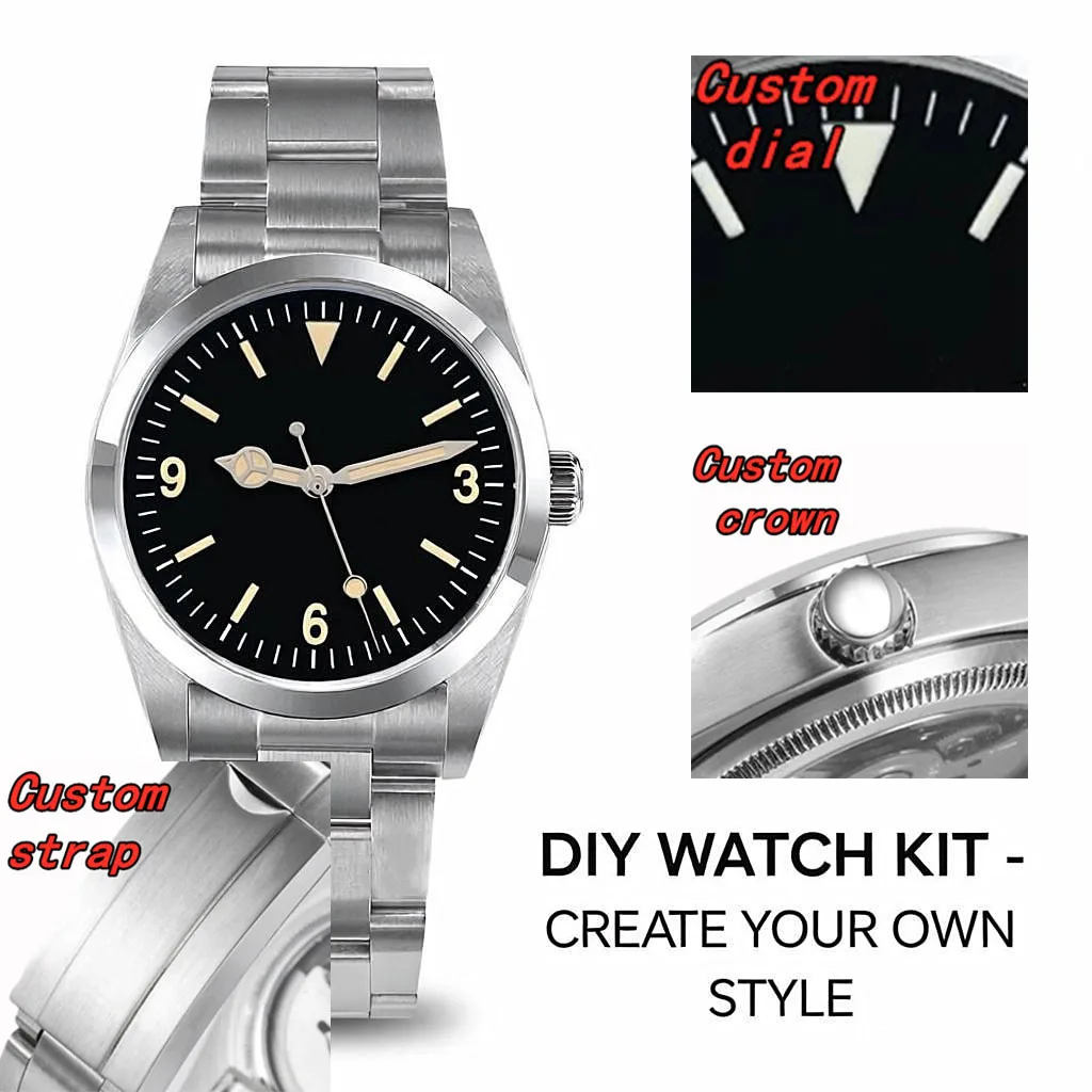 

DIY watch 36mm39mm Luxury Sapphire Crystal Sterile Black Dial Fashion Automatic Watch Silver Stainless Steel Case NH35 Movement