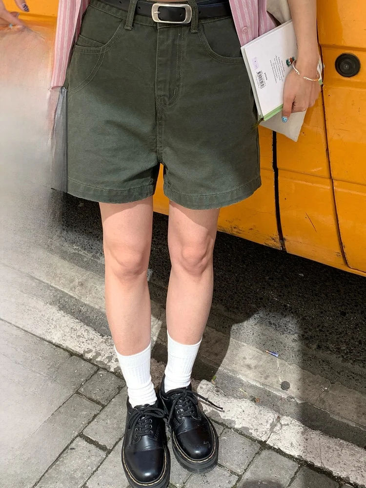 

American Style Vintage RAINY Short Wide Leg Jeans Loose High Waist Women's Summer Casual Straight Tube Pants