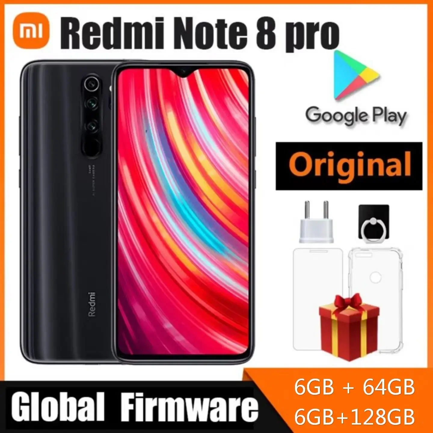 Original Xiaomi Redmi Note 8 Pro 6GB 8GB/128GB 4G Smartphone NFC Android Cell Phones Mobil Phone Dual SIM Cellphone Global ROM