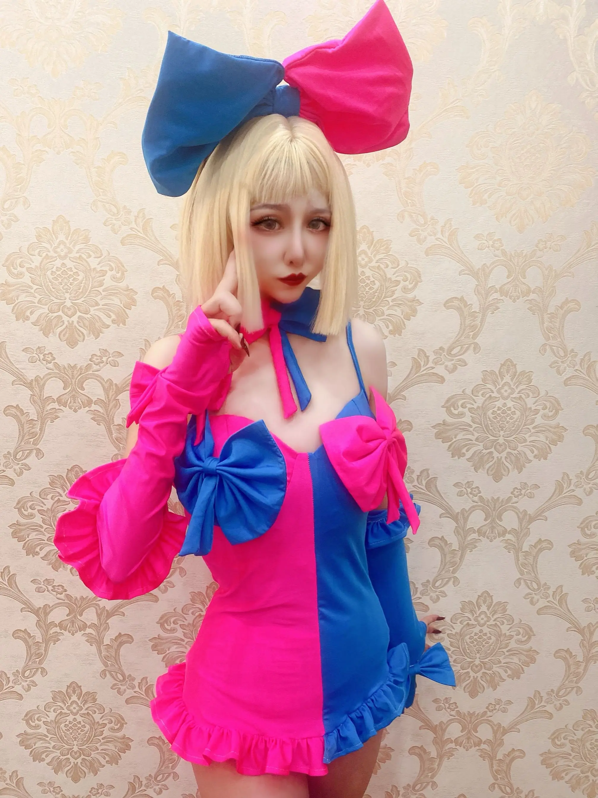 Novo dia dos namorados festa traje boate gogo bar dança rosa azul adorável sexy doce roupas traje para pequena menina feia carro