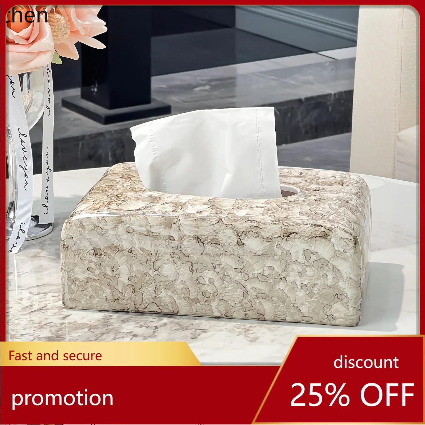 

YFY tissue box - living room napkin box, ceramic tissue holder, creative coffee table ornament, paper tissue box