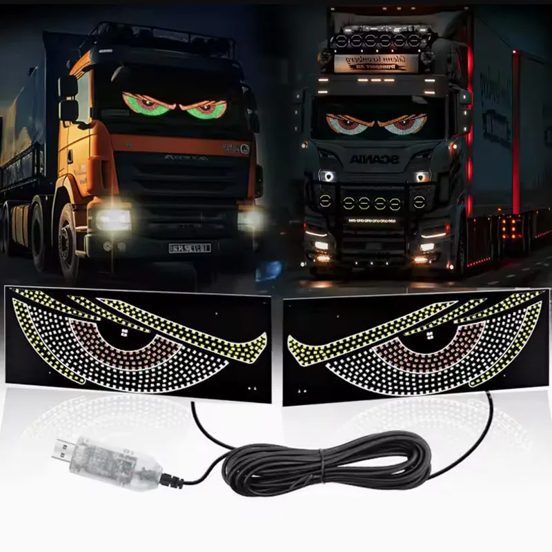 Devil's Eye Light Universal Strobe USB RGB Multi-Mode Pixel Panel Windshield Decoration Vehicle Warning Led Decorative Light 5V