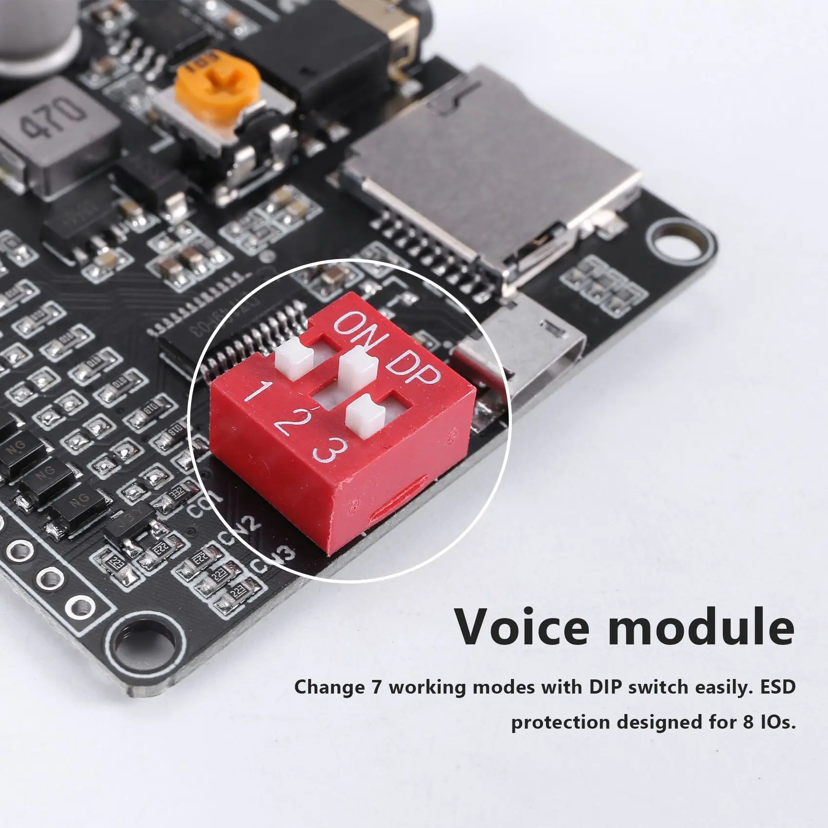 DY-HV20T 12V/24V Netzteil10W/20W Sprachwiedergabemodul, unterstützt Micro-SD-Karte, MP3-Musik-Player für Arduino