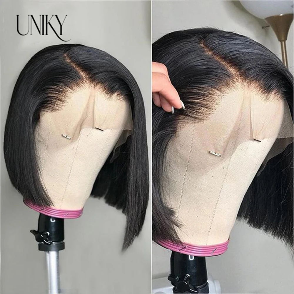 

Side Part Bob Wigs Bone Straight Human Hair Wigs For Black Women Brazilian Pre-Plucked T Part Lace Wig 10 12Inch Short Bob Wig