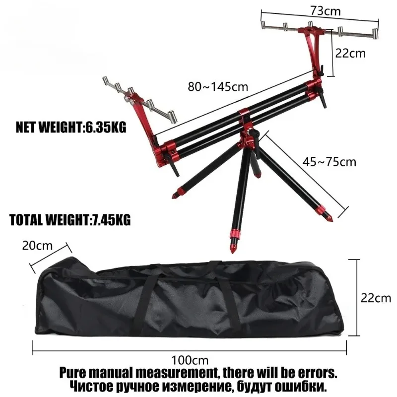 Multifunctional Aluminum Alloy Telescopic Folding 5-Head Triangle Fishing Rod Holder Portable Outdoor Accessories