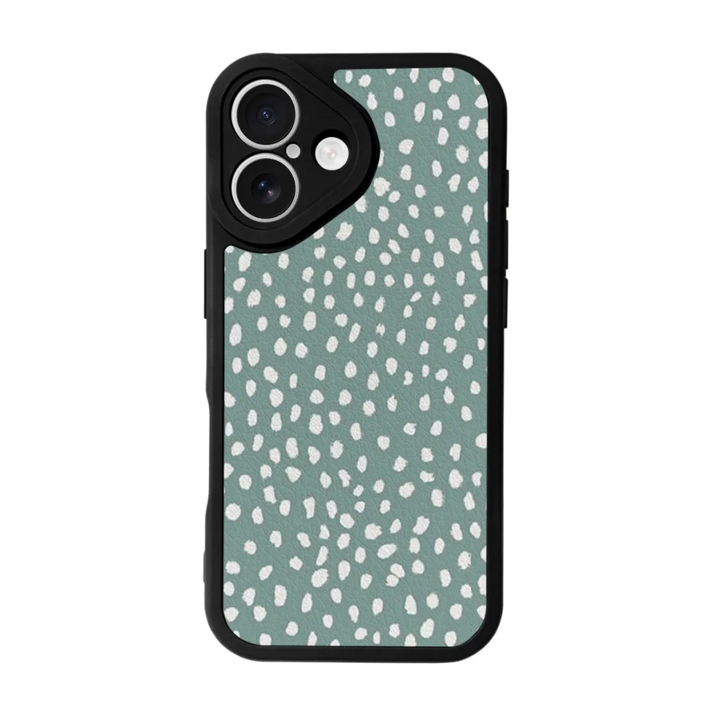 Phone Case For iPhone 16 Pro Max Plus Silicone Skin Case Sea Green Dalmatian Print Mask