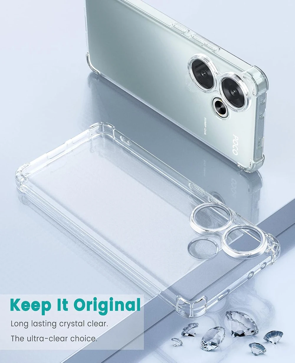 Shockproof Clear Silicone Soft Case For Xiaomi Poco F6 F5 X6 X5 X4 X3 F2 Pro F3 F4 Transparent Ultra-Thin Back Shell Slim Cover