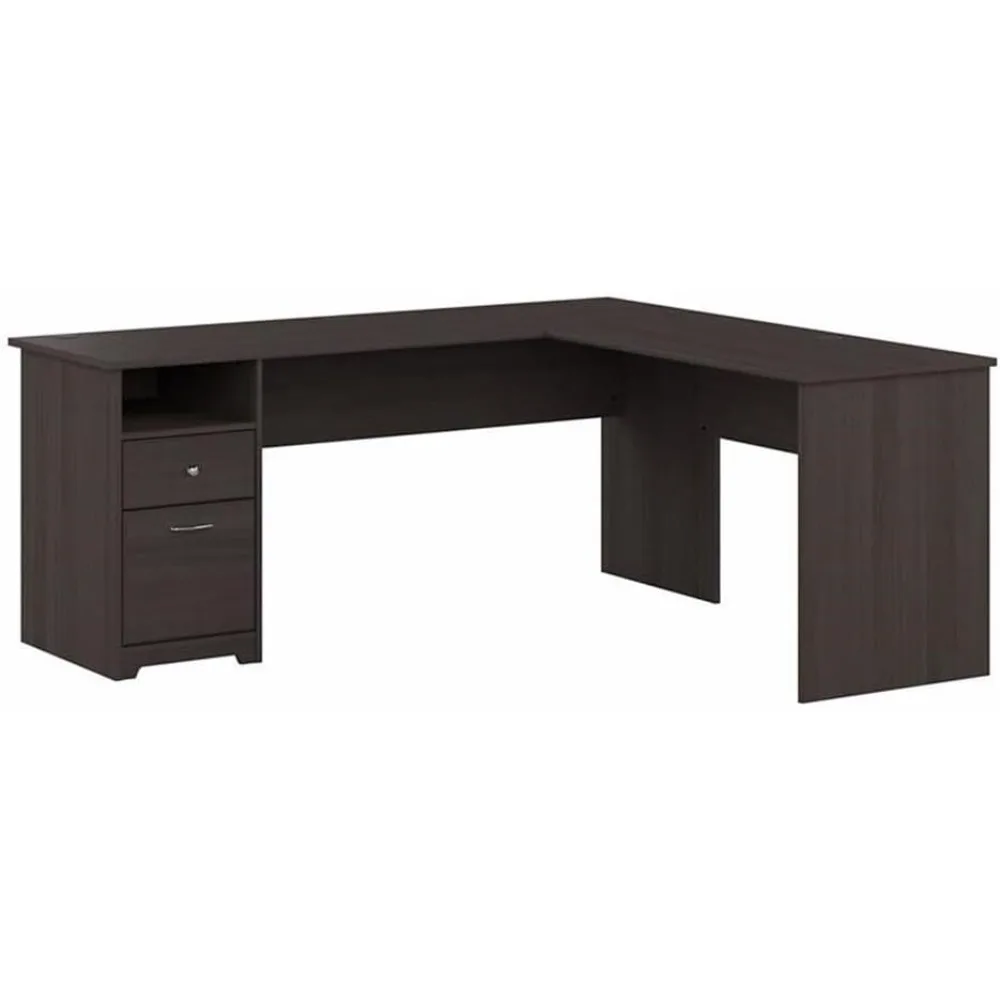 L Shaped Desk with Drawers for Executive and Home Office | Cabot Collection Corner Table with Storage and Chrome Hardware