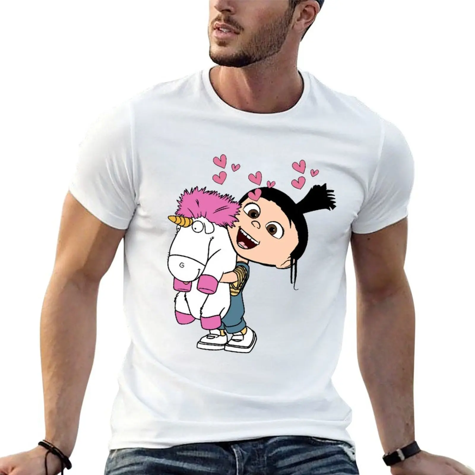 agnes and her unicorn T-Shirt Fashion Print Casual Short Sleeve
