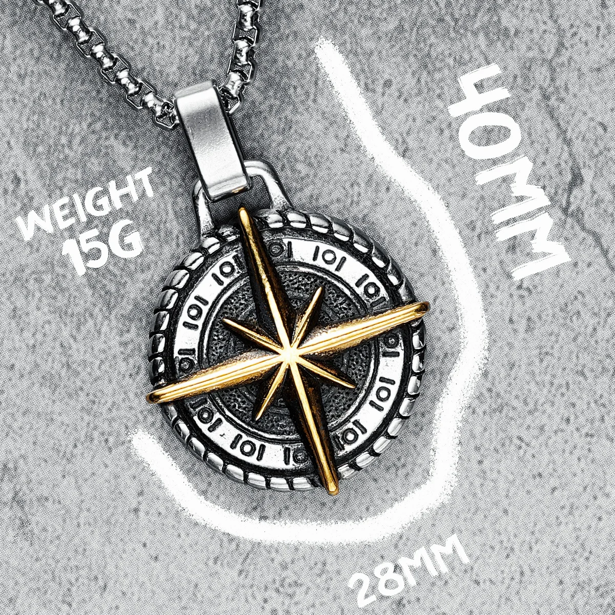 Viking Men Pendants North Star Compass Necklaces Stainless Steel Nordic Myth Chain Punk Rap for Boyfriend Male Jewelry Best Gift