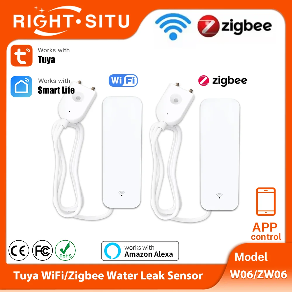 Tuya WiFi Zigbee Water Sensor Smart Leak Detector Flood Water Leakage Alarm Water Security Protection for Smart Home Smart Life