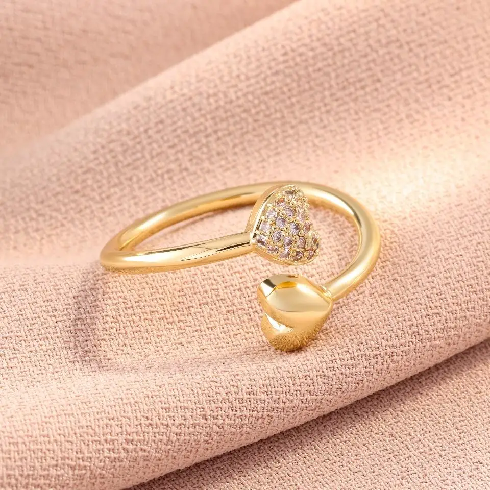 ZAKOL Love Design Simple Fashion Copper Micro-set Zircon Women's Ring With Adjustable Openings Daily Party Jewelry Accessories