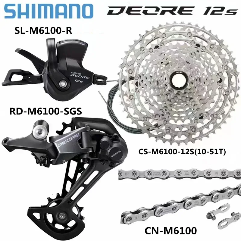 

Shimano DEORE M6100 12v Groupset Shifter Rear Derailleur RD-M6100 CS-M6100 10-51T Cassette CN-M6100 Chain 1x12-speed Original