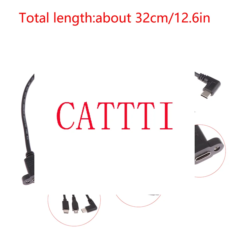 (BBQ4) Micro Type USB USB 3.1 Male Connector To Type-c USB 3.1 Female Extension Cable 17mm With screws Panel Mount Hole 0.3m