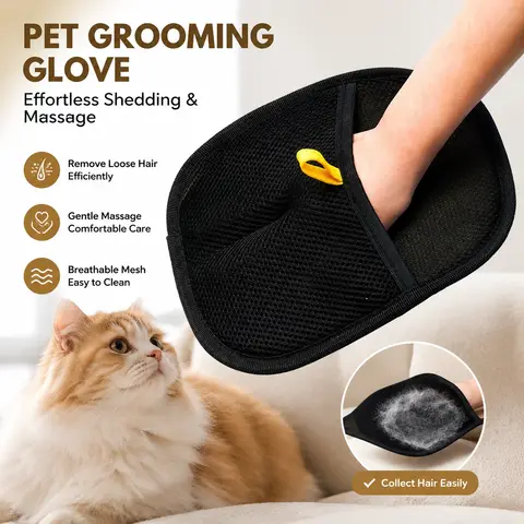 Natural Unprocessed 1 2 4pcs Pet Hair Remover Glove Deshedding Mitt for Dog Cat Rabbit with Long Short Curly Hair
