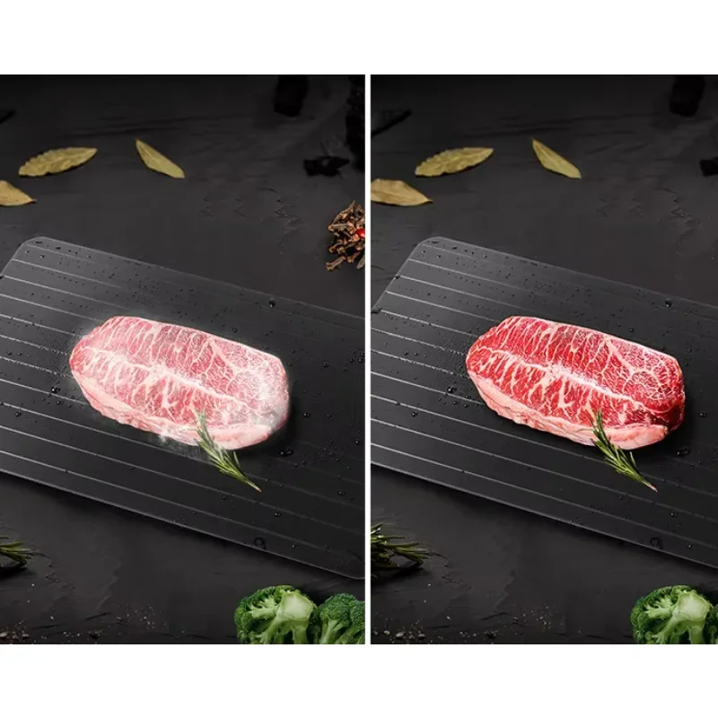 Fast Defrosting Tray Aluminium Alloy Thaw Food Defrosting Tray Frozen Meat Fish Food Tray With Brush Meat Tools