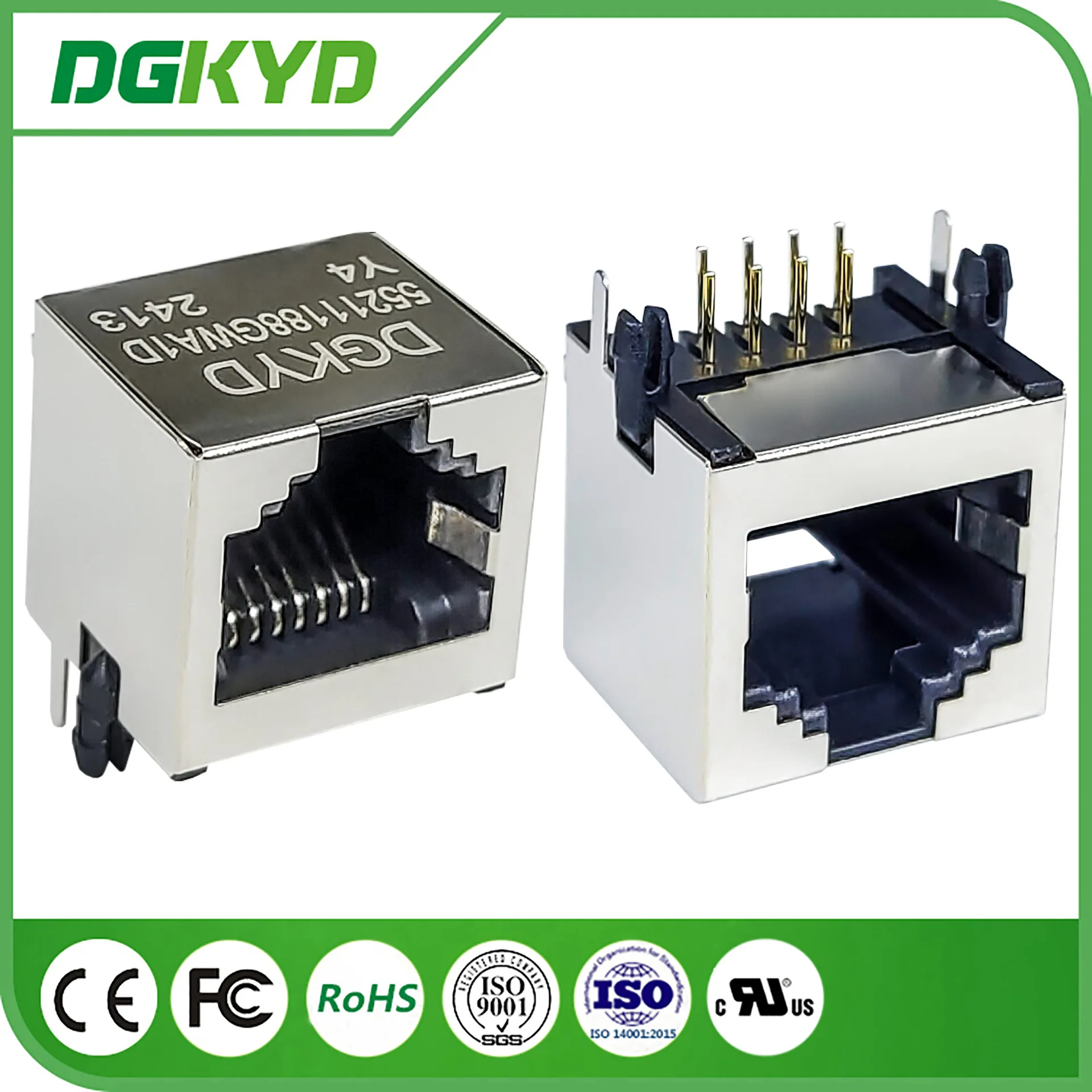 For RJ45 1X1 8P8C No light strip shielded connector DGKYD55211188GWA1DY4 network socket