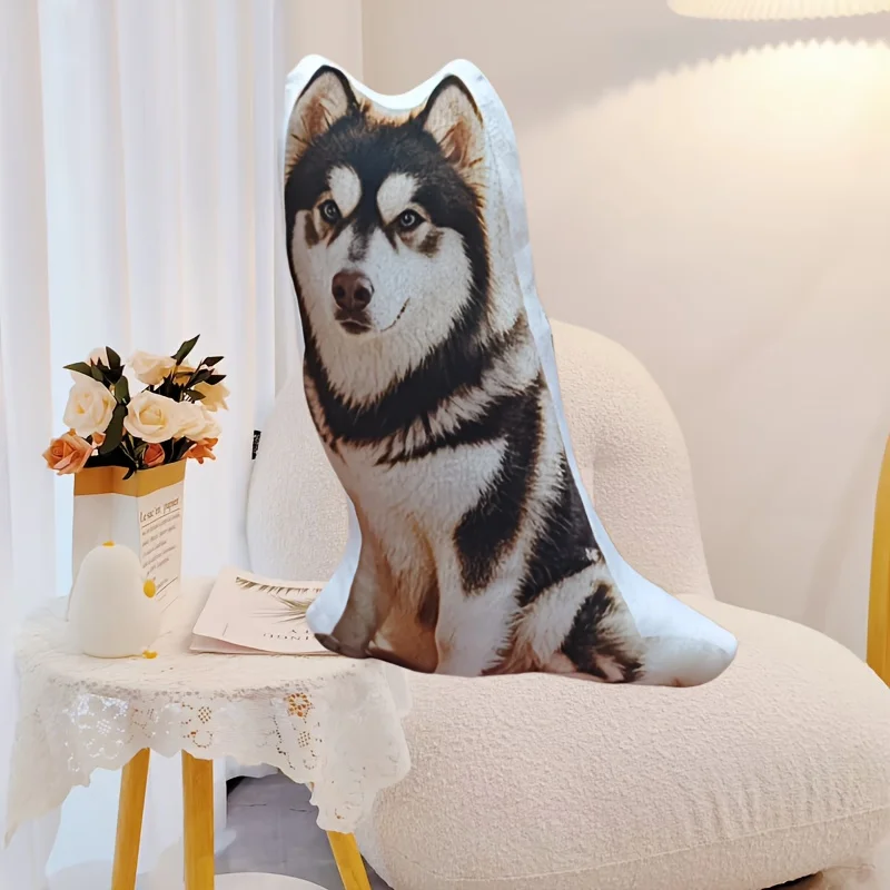 2D Custom Upload Image Cut‑out Shape Pillow Double Sided Print Pet Animal Photo Cushion DIY Unique Creative Surprise Present