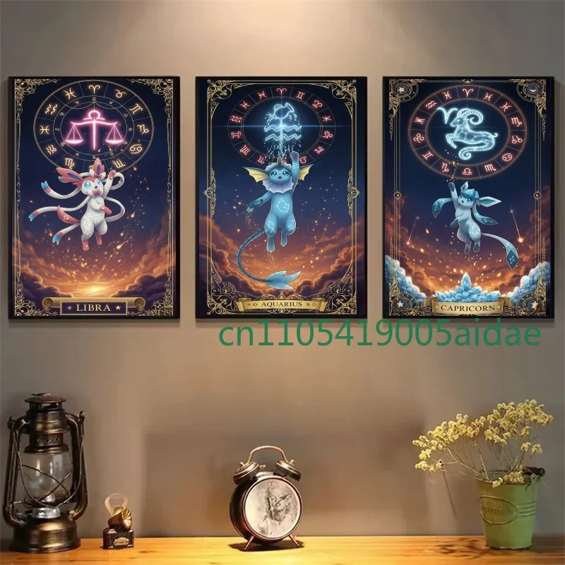

Pokemon Poster Japanese Anime Peripheral Decor Pikachu Charizard Blastoise Wall Art Canvas Painting Modern Room Decorate Picture