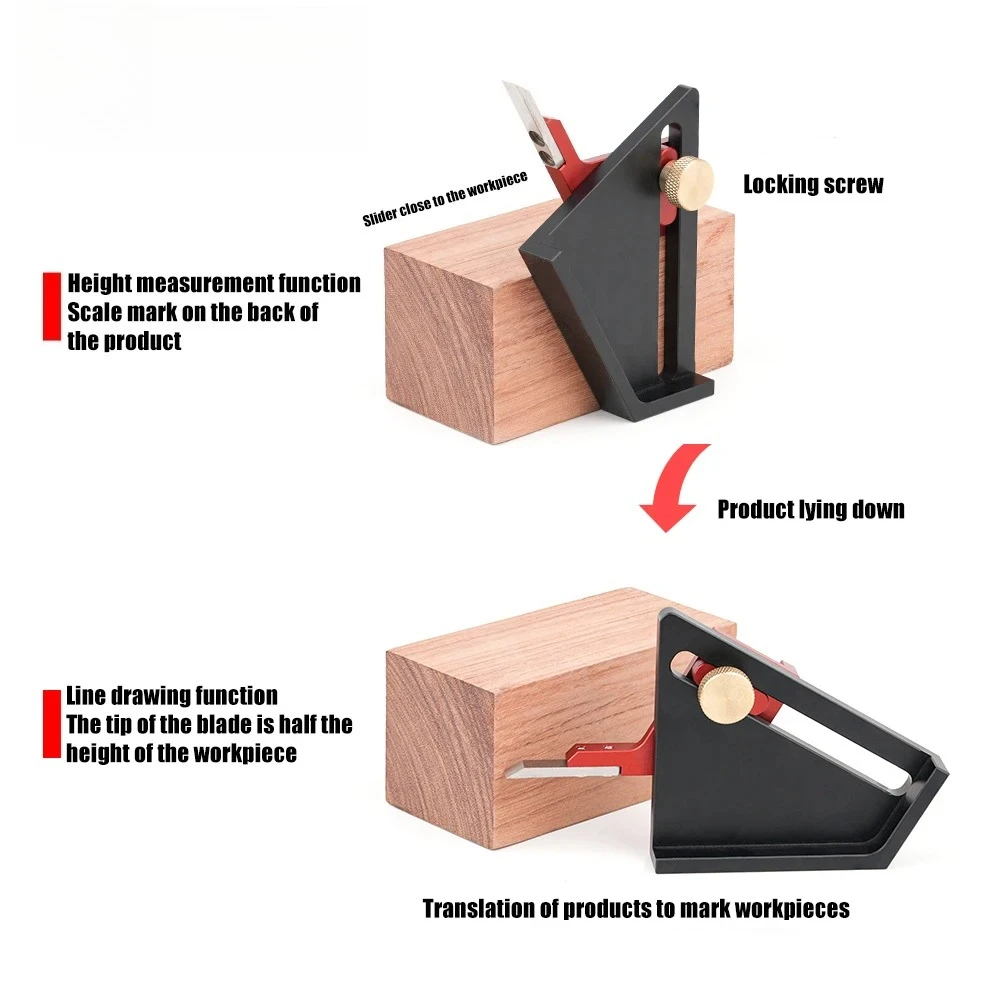 Woodworking Half-measure Center Line Gauge Tool Table Saw Tenon 1/2 Sawing Alloy Tool Solid Wood Woodworking Trimmer Adjustment