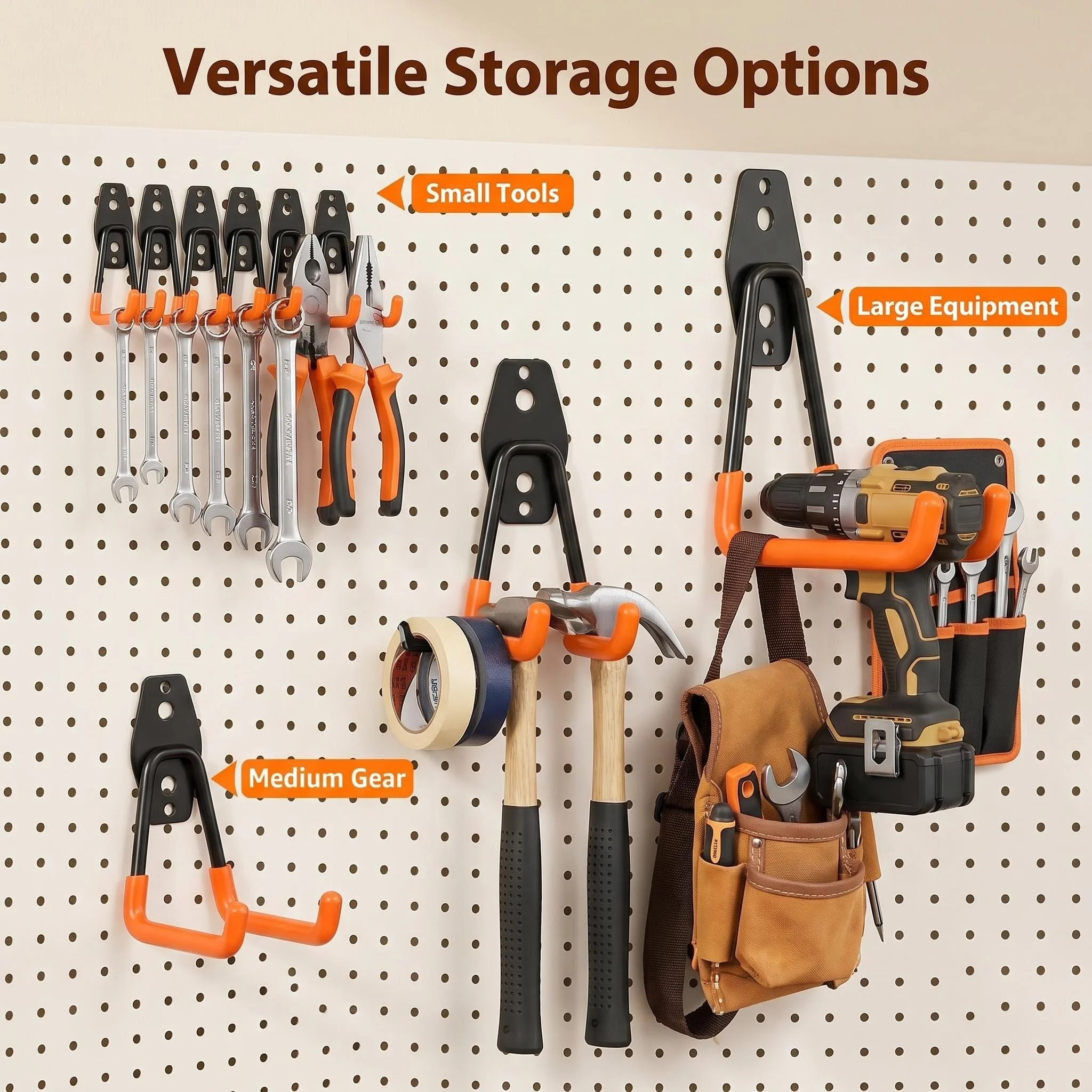

Heavy-Duty Metal Garage Hook Set Anti-Slip Coating for Efficient Wall Space Utilization Tool And Garden Supply Storage