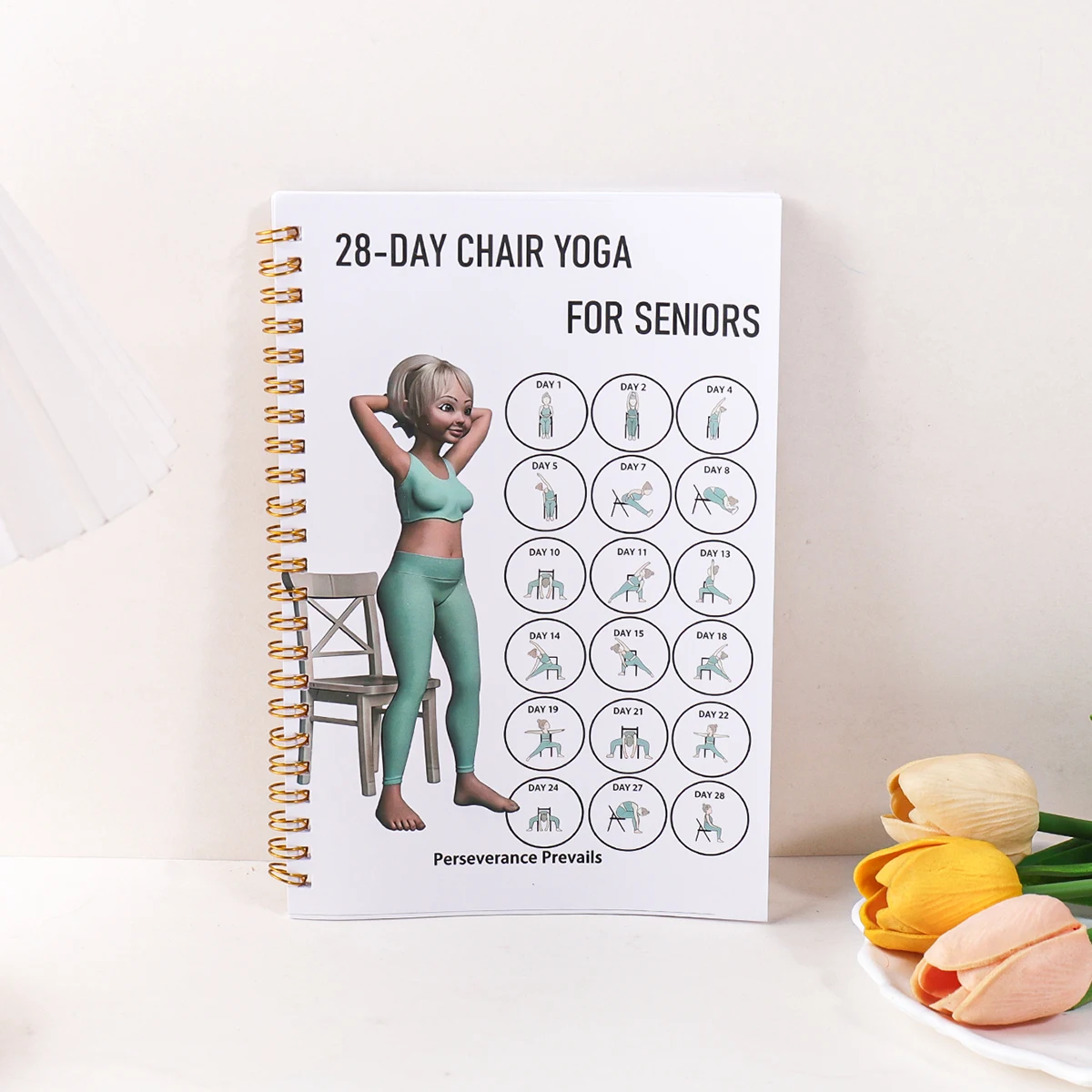 28-30 Day Chair Yoga Guide Weight Loss Muscle Strength Flexibility Beginner Seated Workout Book for Seniors & Adults