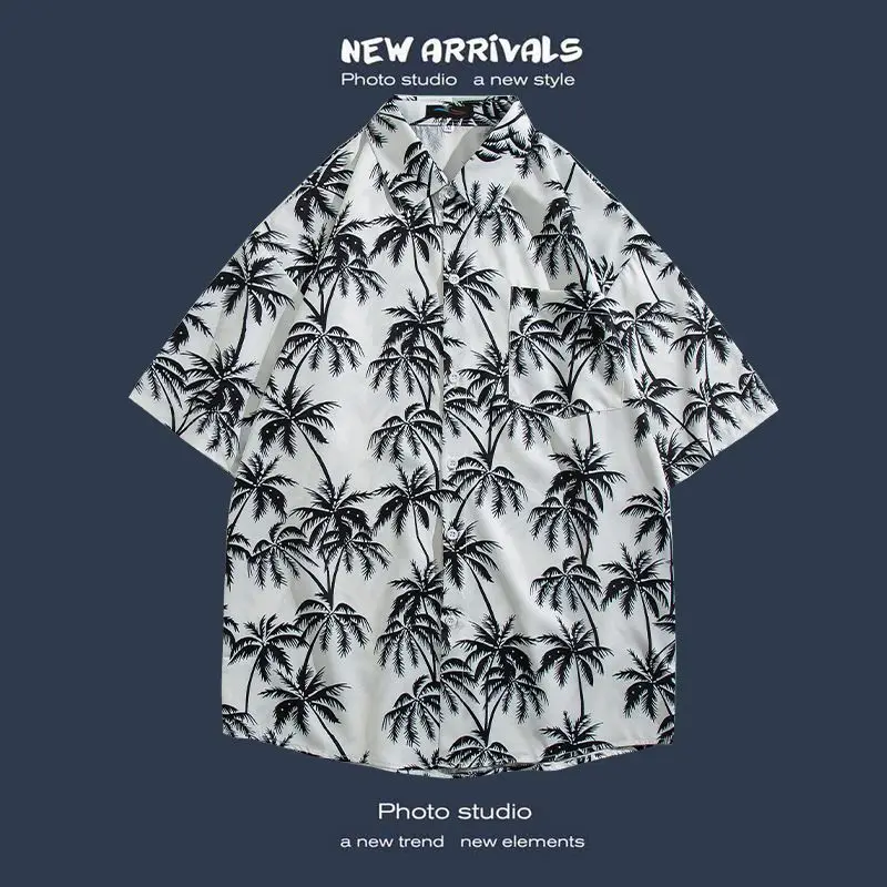 Hawaiian Heren Shirt Koreaanse Populaire Kleding T-Shirts Voor Heren Korte Mouwen Oversized Shirt Zomer Heren Overhemd