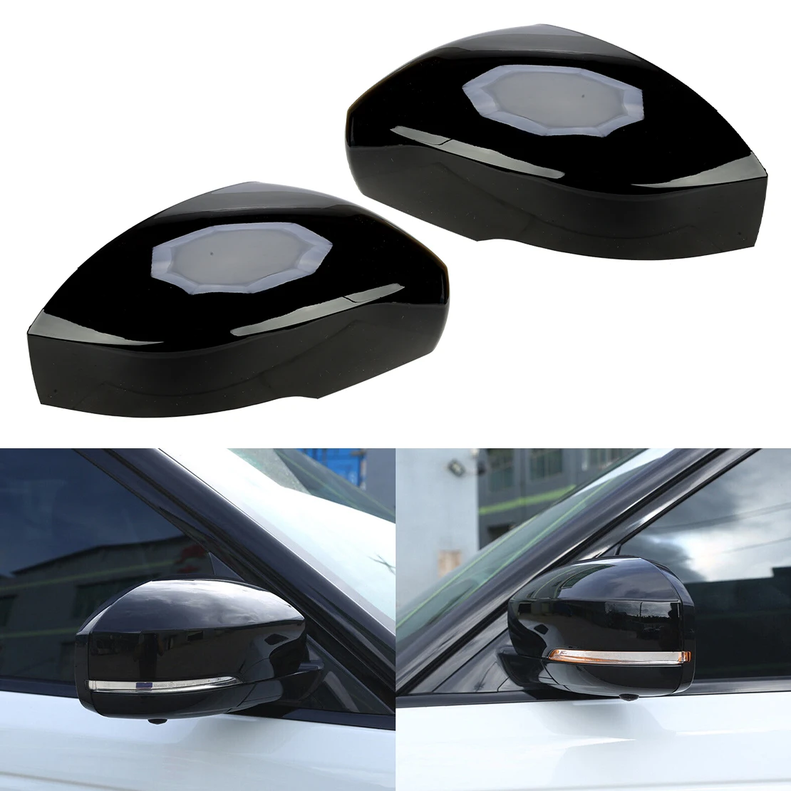 

1 Pair Car Front Left & Right Side View Mirror Cover Cap Glossy Black Fit for Land Rover Range Rover Sport 2014-2019 2020 2021