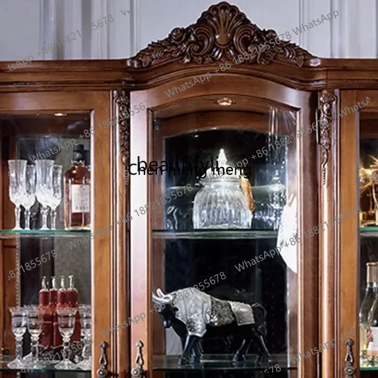

Y183FF cqyEuropean-Style Luxury Solid Wood Tea and Wine Cabinet American Style High-End Display Jewelry Showcase
