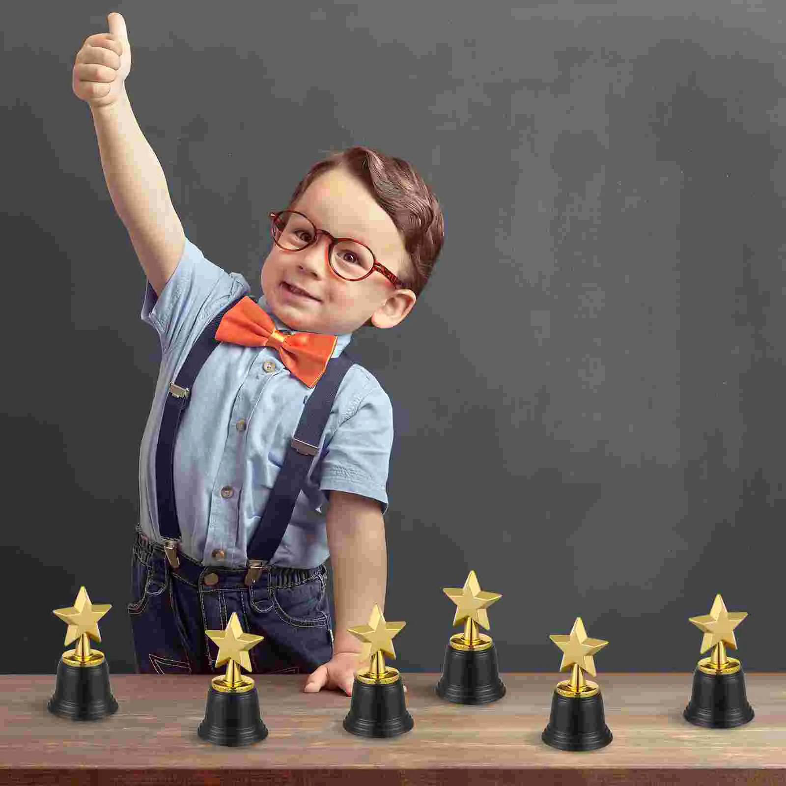 20 Pcs Prize Trophy Child Mini Toys Plastic Golden Cup Trophies Kids Five-point Star