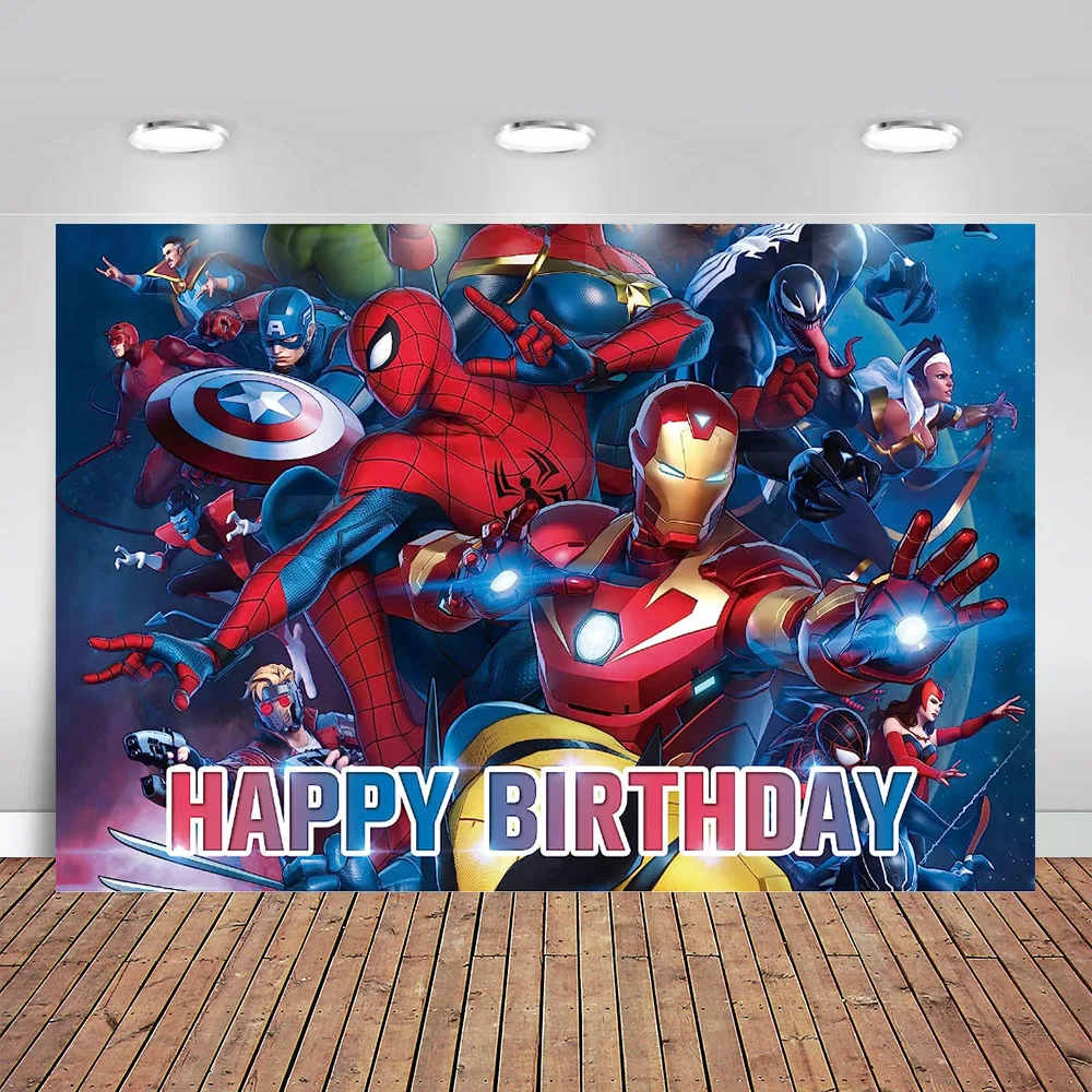 

The Avengers Alliance Superhero Theme Birthday Photography Background Cloth Tapestry Hero Birthday Party Decoration