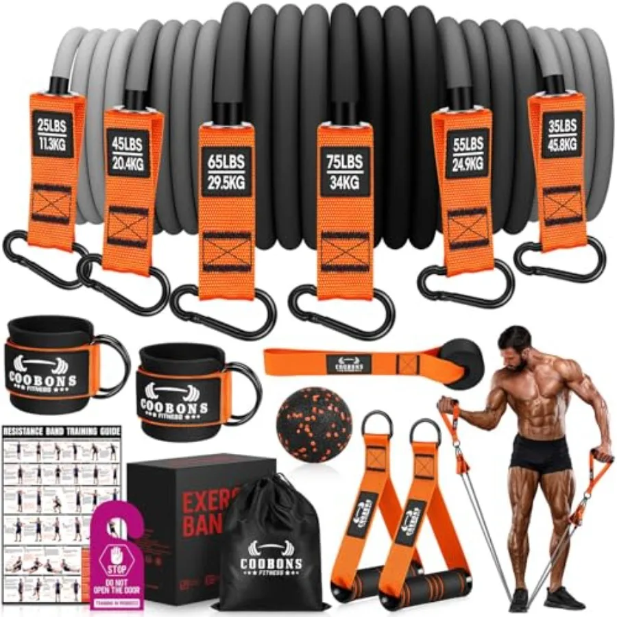 

Heavy Resistance Bands for Working Out, 300LBS Exercise Bands with Handles, Workout Bands for Men, Weight Fitness Bands Set for
