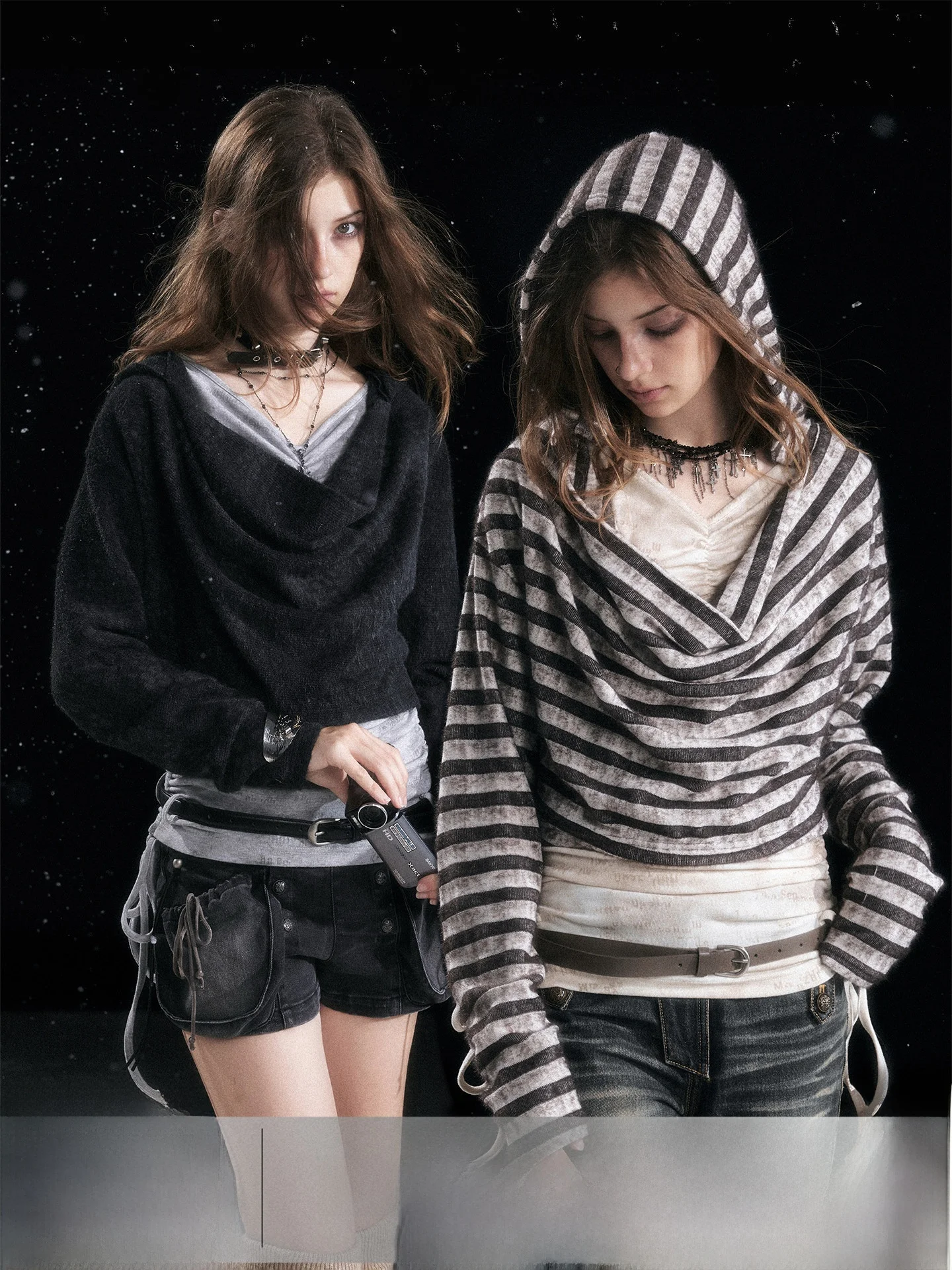 

CestNous Винтажный вязаный комплект из двух предметов с капюшоном и полосками омбре, женский, осенне-зимний, приталенный, из смесового полиэстера, с длинными рукавами