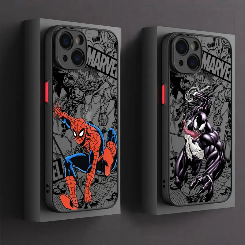 Capa de Celular Marvel Homem-Aranha Venom para iPhone 17 16 15 Pro Max, Capa para iPhone 14 13 12 11 Pro Max, 16e 17e Air XS XR X 7 8 Plus