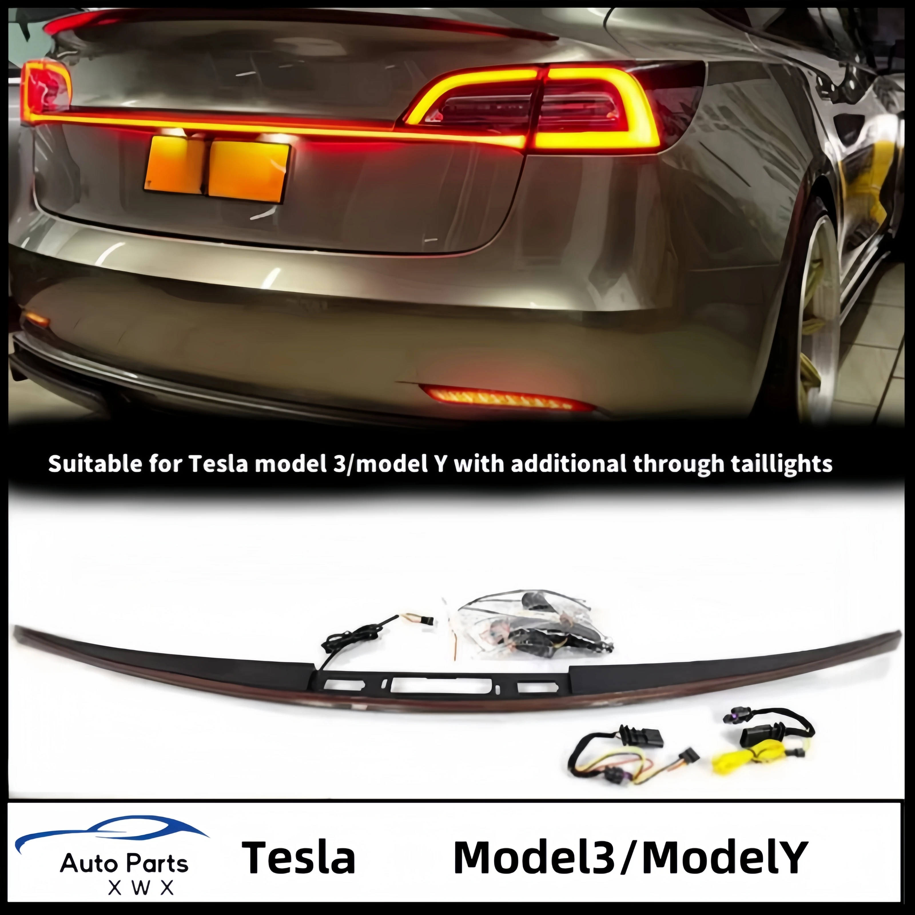 Automotive taillights for Tesla model3/y retrofit a new upgraded LED with a non-destructive installation through the taillight