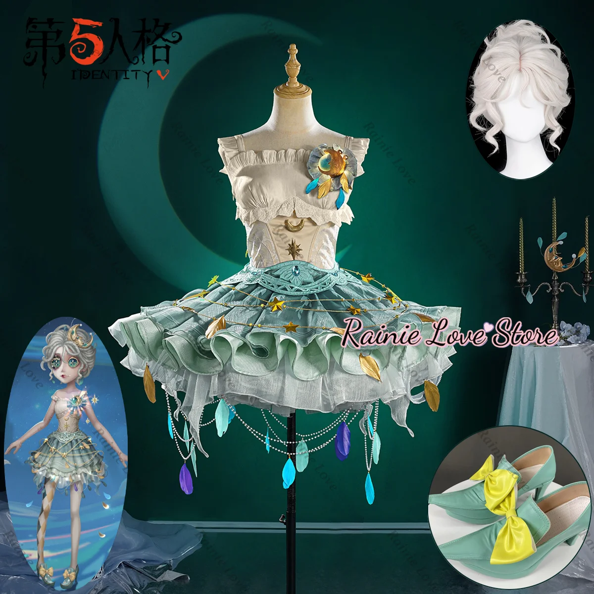 Game Identity V Female Dancer Cosplay Costume Drifting Moonlight Lolita Outfit Wig For Hallowmas Party Adult Women Men Props