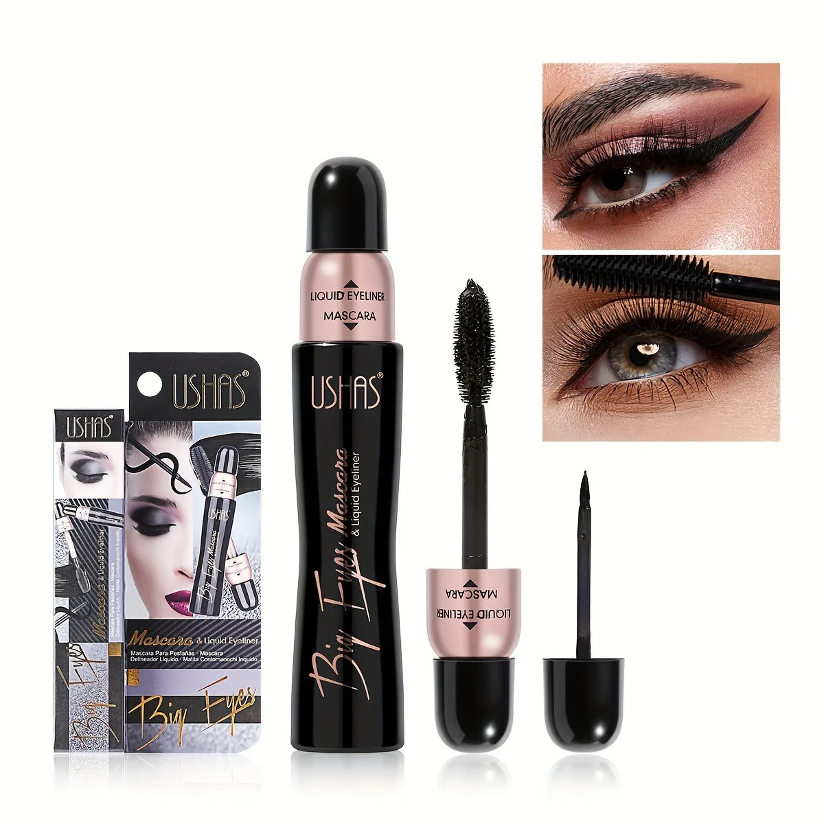 Nieuwe Mascara Eyeliner Set Waterdicht Snel Droog Natuurlijk Aanhoudende Slanke Curling Wimpers Mode Hot Verkoop 2 In 1 Oog Make-Up Pen