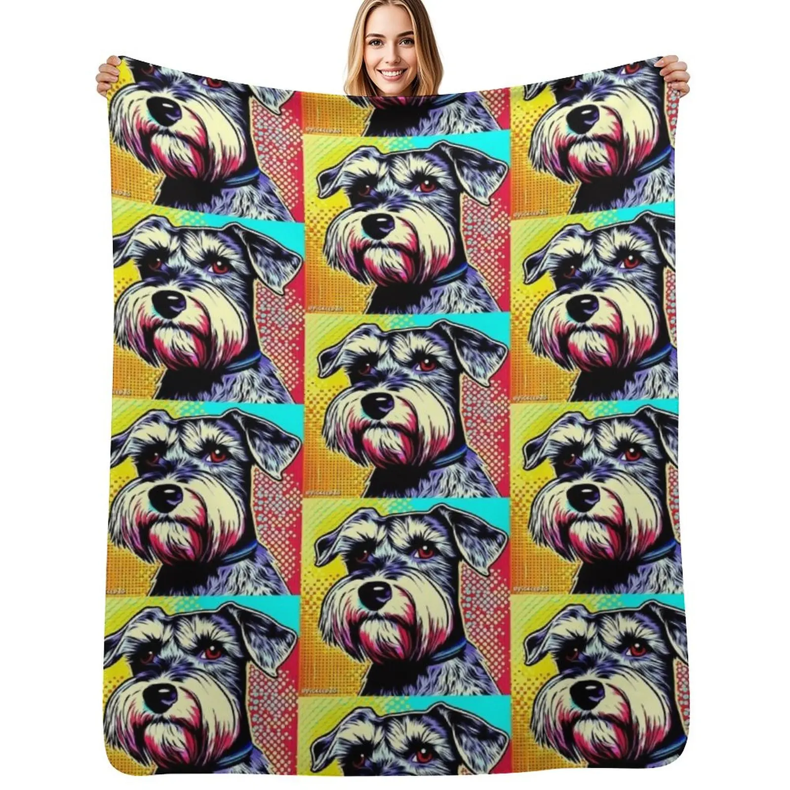 Schnauzer Pop Art Throw Blanket Cozy Throw Blanket Birthday Gift for Him Her