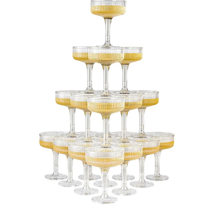 20個入り-プラスチック製シャンパングラス-5オンス-透明カクテルグラス-アクリル製マティーニグラス-結婚式、誕生日パーティー、バーに最適