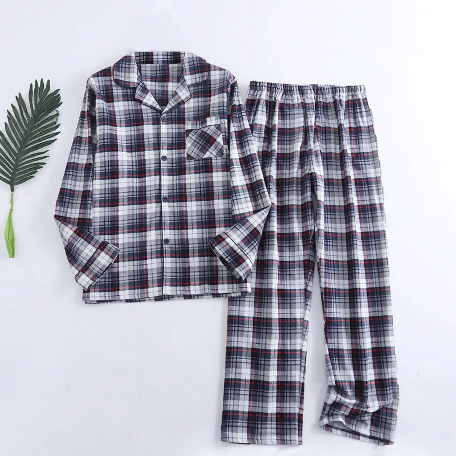 Men's Home Suits Plaid Multi Colors Warm Flannel Long-Sleeved Trousers Pajamas Spring And Autumn Homewear Sleepwear Sets