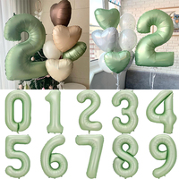 40/32inch Avocado Black White Digital Aluminum Film Balloon Matcha Olive Green Happy Birthday Children Party Decoration