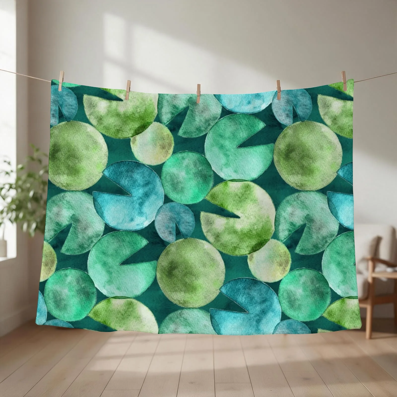 Watercolor Lily Pads Throw Blanket Luxury Designer for winter Winter beds Decorative Beds Blankets
