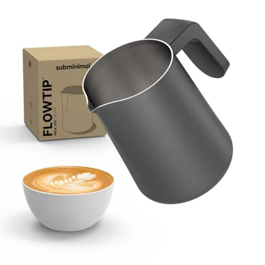 

Кувшин FlowTip для вспенивания молока на плите – для приготовления кофе в стиле бариста, кувшин для капучино и латте-арта
